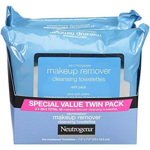 Neutrogena Makeup Removing Wipes 25 Count Cleansing Towelettes Twin Pack