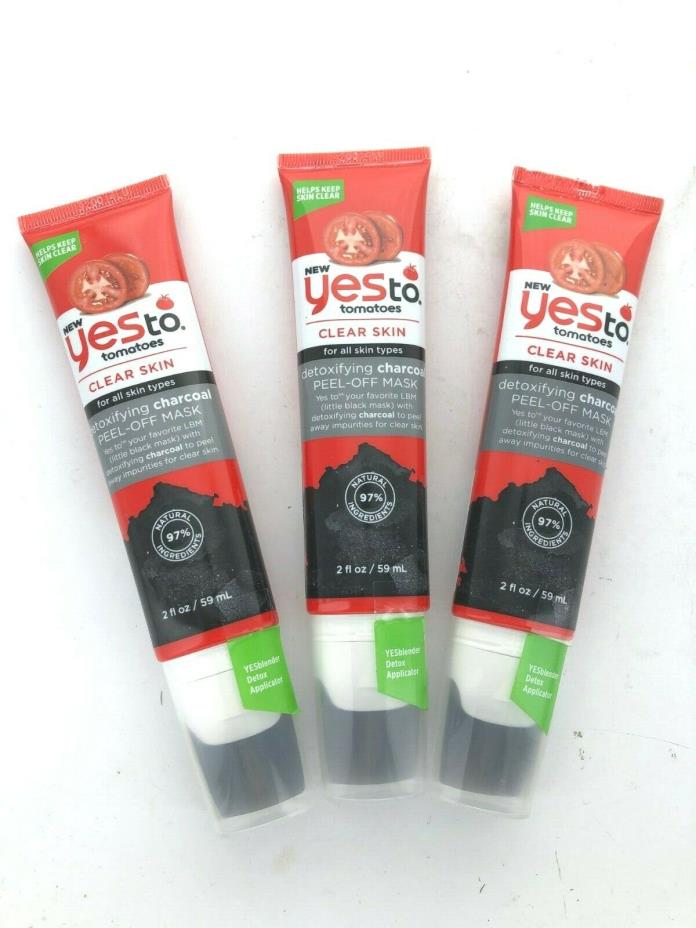 Yes to Tomatoes Detoxifying Charcoal Peel Off Mask - 2 oz EA Lot of 3 + BONUS