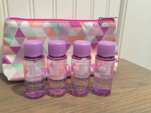 Lot of 4 Clinique Take The Day Off Makeup Remover 1.7oz/each with New Makeup Bag