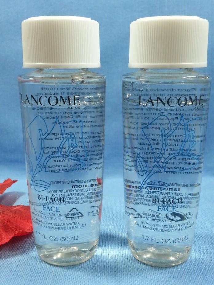 2 LANCOME Bi-Facil Face Bi Phased Micellar Water Makeup Remover Cleanser 50ml ea