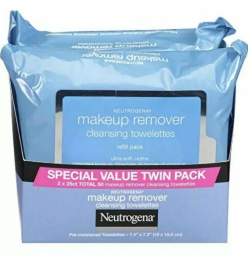 Neutrogena Makeup Removing Wipes 25 Count Cleansing Towelettes Twin Pack