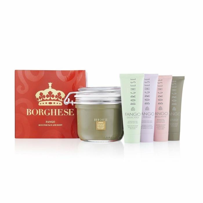 NIB BORGHESE FANGO INTRODUCTORY KIT, 1 X 7.5OZ + 4 PCS 1OZ/30ML TUBE MASK