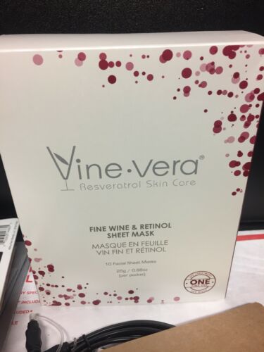 Vine Vera Resveratrol Skin Care Fine Wine & Retinol Sheet Mask 10Sheets 250g NEW