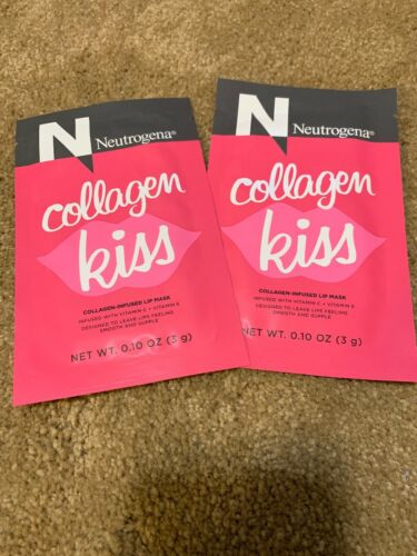 LOT OF 2 Neutrogena Collagen Kiss Single Use Moisturizing Lip Mask 0.1 oz. NIP