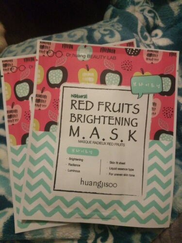 2x Huangjisoo Red Fruits Brightening sheet mask. Korean beauty. FREE SHIPPING