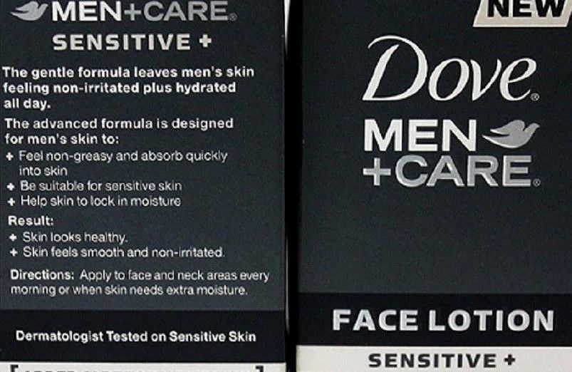 2 new  Dove Men Care Face Lotion Sensitive Skin 1.69 oz Each