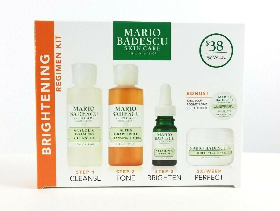 Mario Badescu 5pc Brightening Regimen Kit Glycolic Cleanser Vitamin C Serum Mask