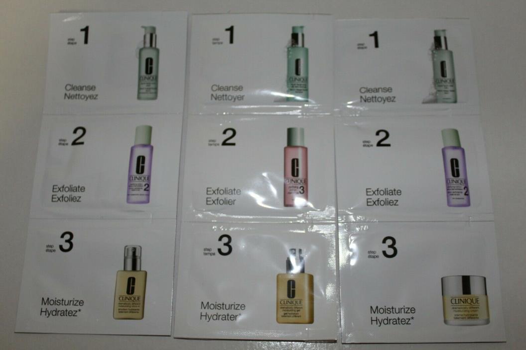 NEW CLINIQUE 3-Step Skin Care System For Type 1,2 / Type 3,4 SAMPLE SET