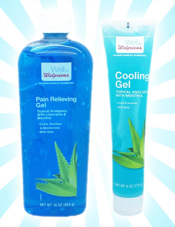 x2 Well at Walgreens Pain Relieving Menthol Aloe Vera Body Cooling After Sun Gel