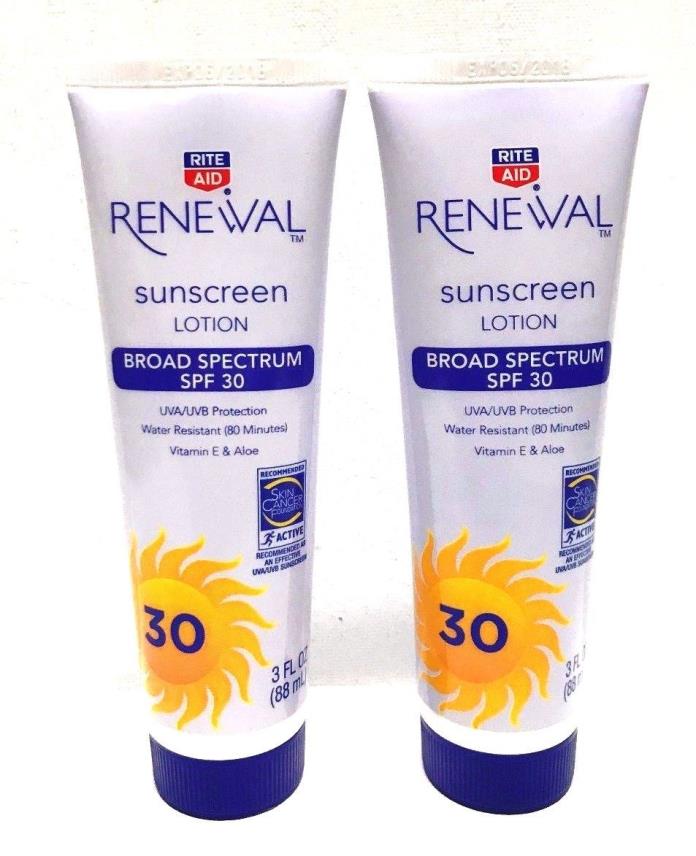 SUNSCREEN LOTION SPF 30 by Rite Aid , Lot of 2 - 3 FL OZ EACH, EXP 06/18