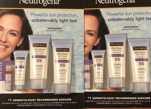 2 NIP 4 Packs Neutrogena Ultra Sheer Dry-Touch Sunblock SPF 55 Helioplex UVA UVB