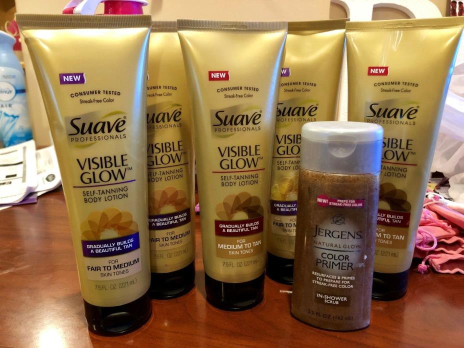 HUGE LOT NEW SUAVE PROFESSIONALS VISIBLE GLOW TANNING LOTION JERGENS COLOR PRIME