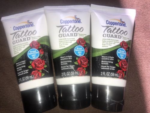 3 Coppertone Tattoo Guard SPF 50 Sunscreen Lotion 2oz