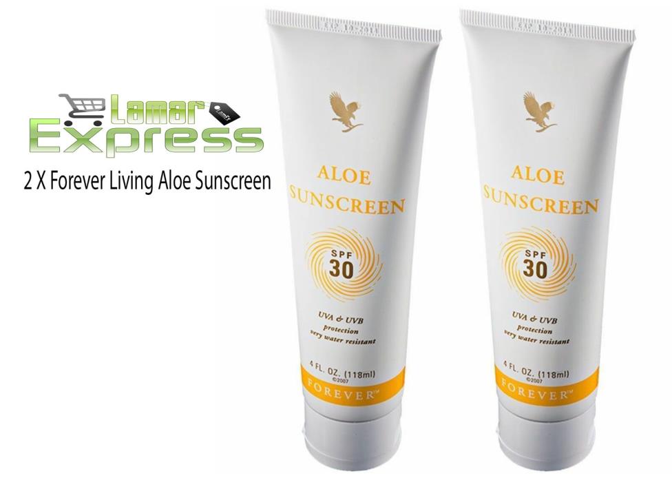 2 X Forever Living Aloe Sunscreen - Moisturizes skin to prolong your tan (118ml)