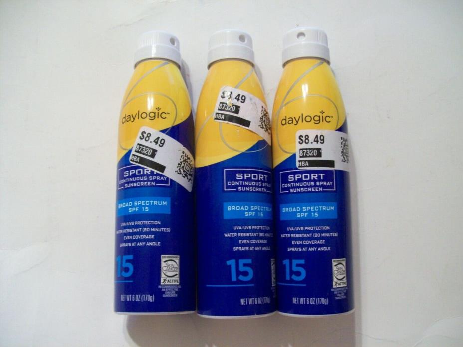 RIte Aid Daylogic Sport Continuous Spray Suncreen SPF 15 - 3 PACK - Exp 06/20