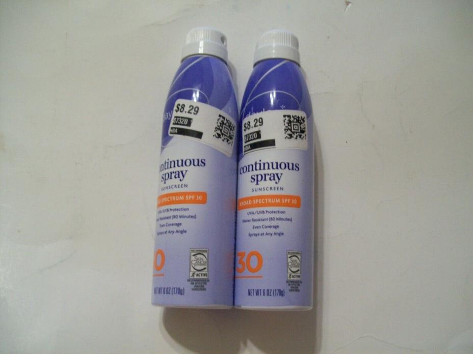 Continuous Spray Sunscreen SPF 30 by Daylogic  2 Bottles - 6 OZ Each, Exp 12/20
