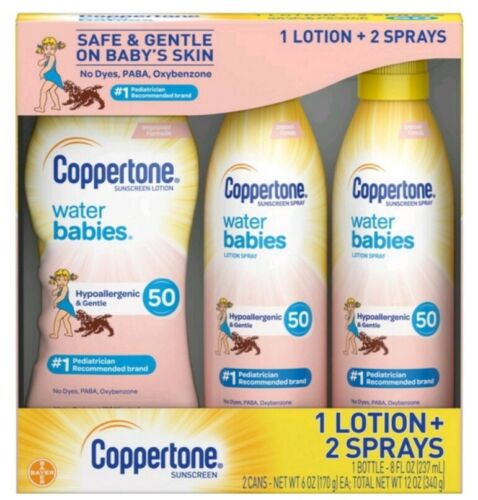 Coppertone Waterbabies Sunscreen SPF 50 Combo Pack, 1 Lotion (8 fl. oz.) + 2 Lot