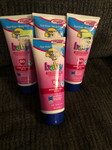 Lot of 4 Broad Spectrum Banana Boat Baby Sunscreen Lotion SPF 50, 10 Ounce