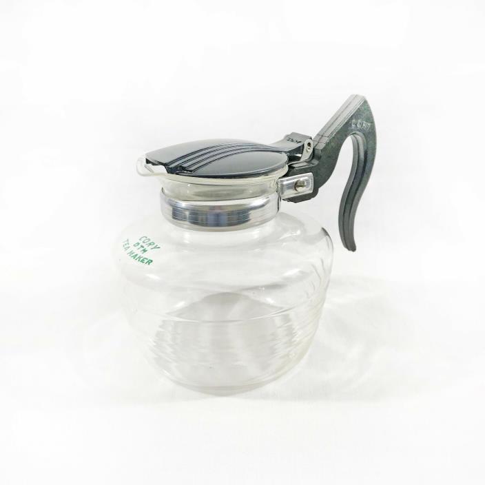 Vintage Cory Teapot Black Handle And Hinged Lid - Art Deco Look - DTM Tea Maker