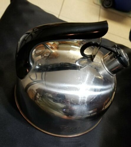 PAUL REVERE WARE 2 Quart Whistling Tea Kettle Copper Bottom Stove Top 1994 Korea