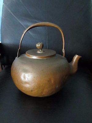 Antique Vintage Solid Copper Tea Pot Japan Unique Large Kettle 10