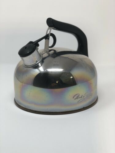 Paul Revere 1801 Stainless Steel Copper Bottom Whistling Teapot Kettle USA NY 84