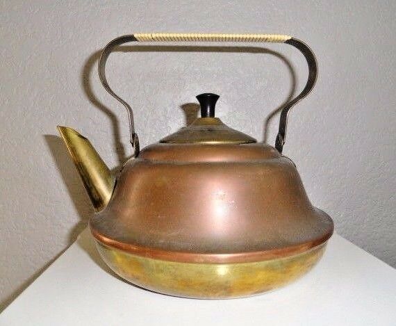 Vintage Rustic 2 Tone Metal Teapot Kettle
