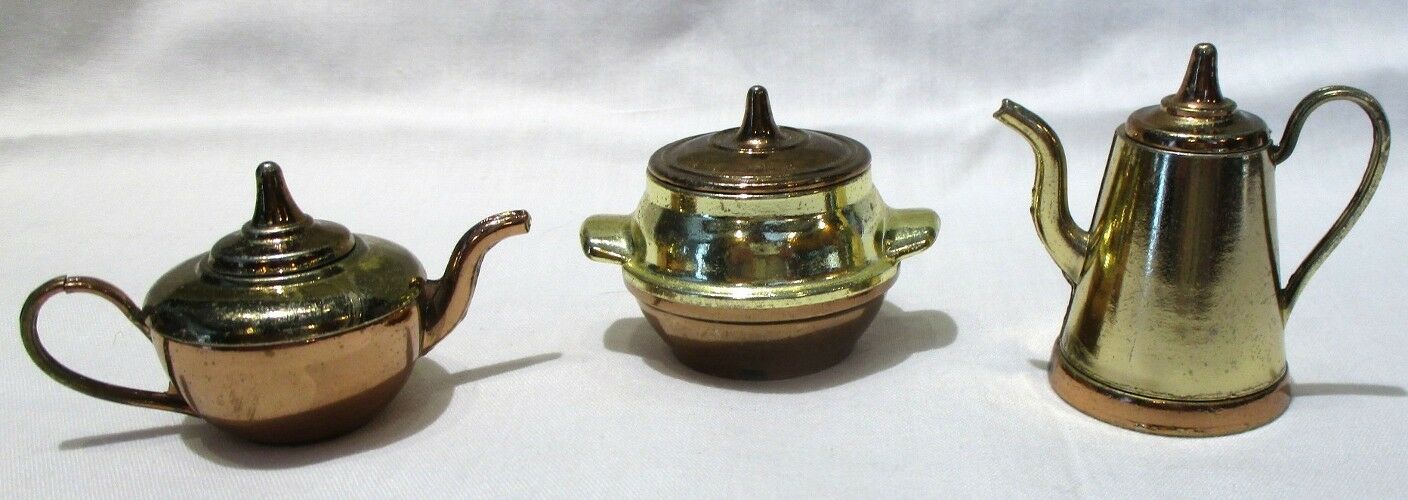 Miniature Brass & Copper Tea Pot and Pots made in England