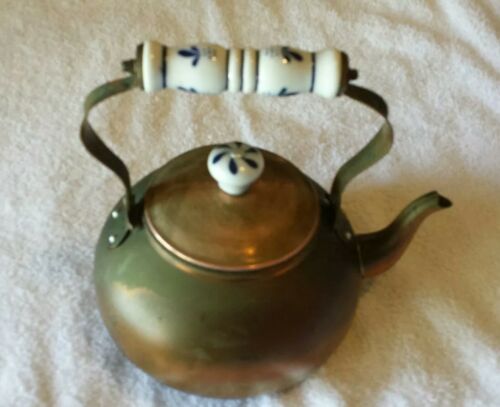 Vintage Copper Teapot.  Ceramic handle.  Unmarked.