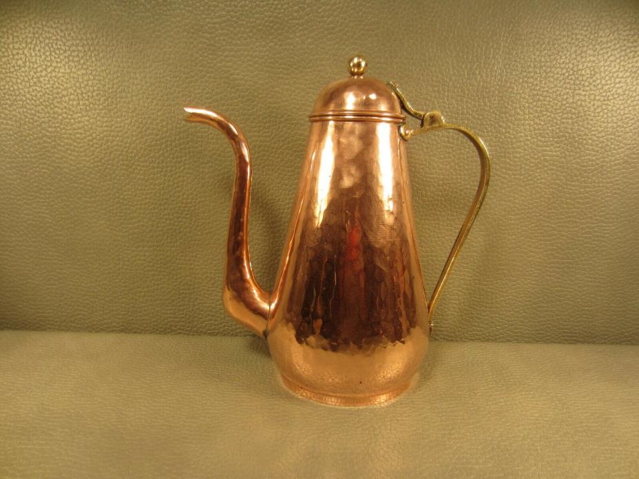Early American Colonial Period Hand Peened Copper Dove Tailed Tea Pot