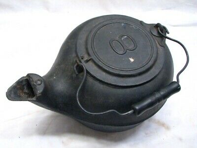 Antique Cast Iron Tea Kettle Pot Teapot Stove Top No. 8 Lidded Stove Top