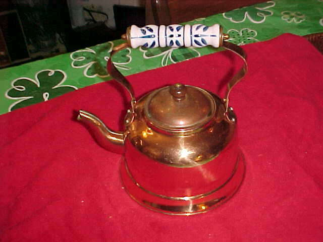 Vintage Copper Plated Tea Kettle Pot w/porcelain handle Benjamin&Medwin Taiwan