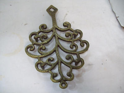 Vintage Antique Gold Cast Iron Scroll Trivet Wall Decor  B5