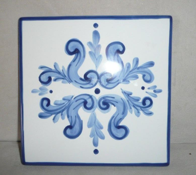 Linens N Things Brand Ceramic Trivet Blue Delft Wall Hanging 7x7