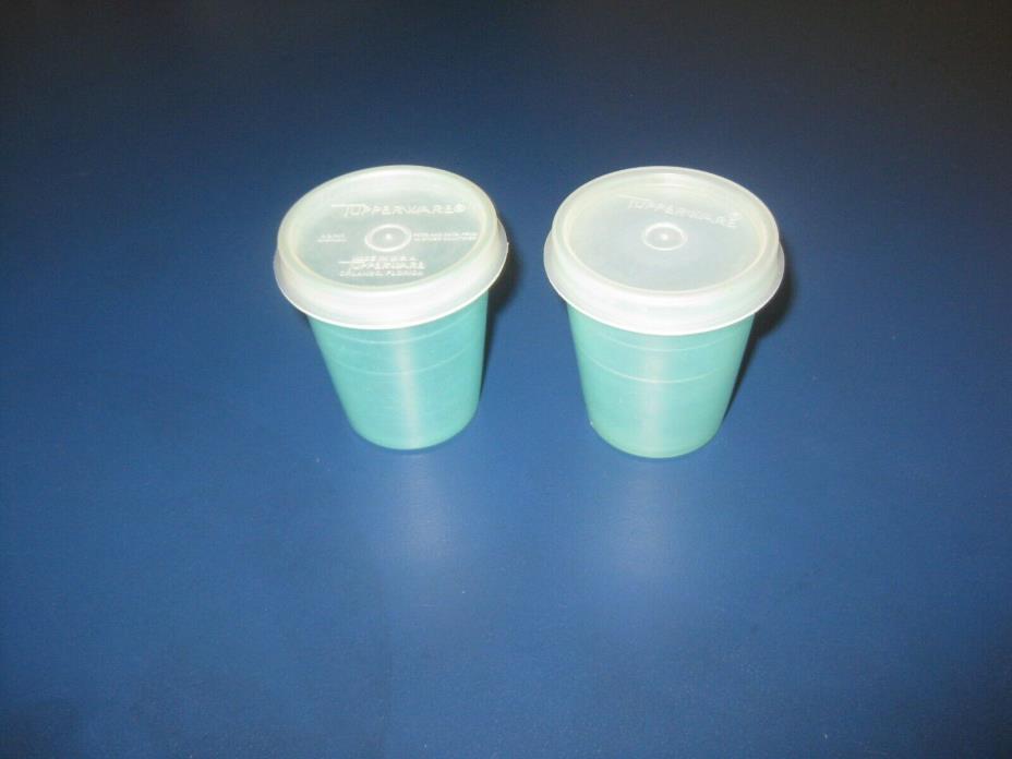 Vintage Set of 2 Tupperware Midget Containers 101 and 201 Lids 2 oz