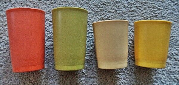 Tupperware Tumblers Harvest Colors - Two 6 oz. and Two 8 oz.
