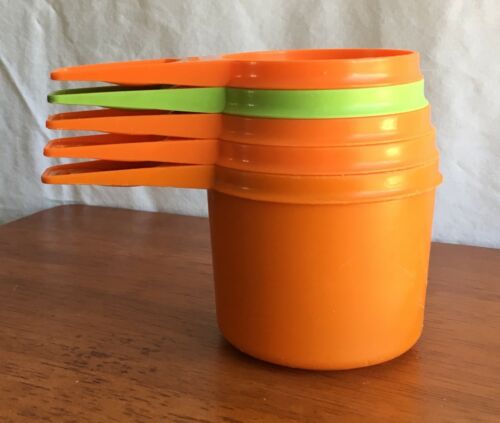 Tupperware 5 Piece Measure Cup Set Orange Apple Green Bright Orange