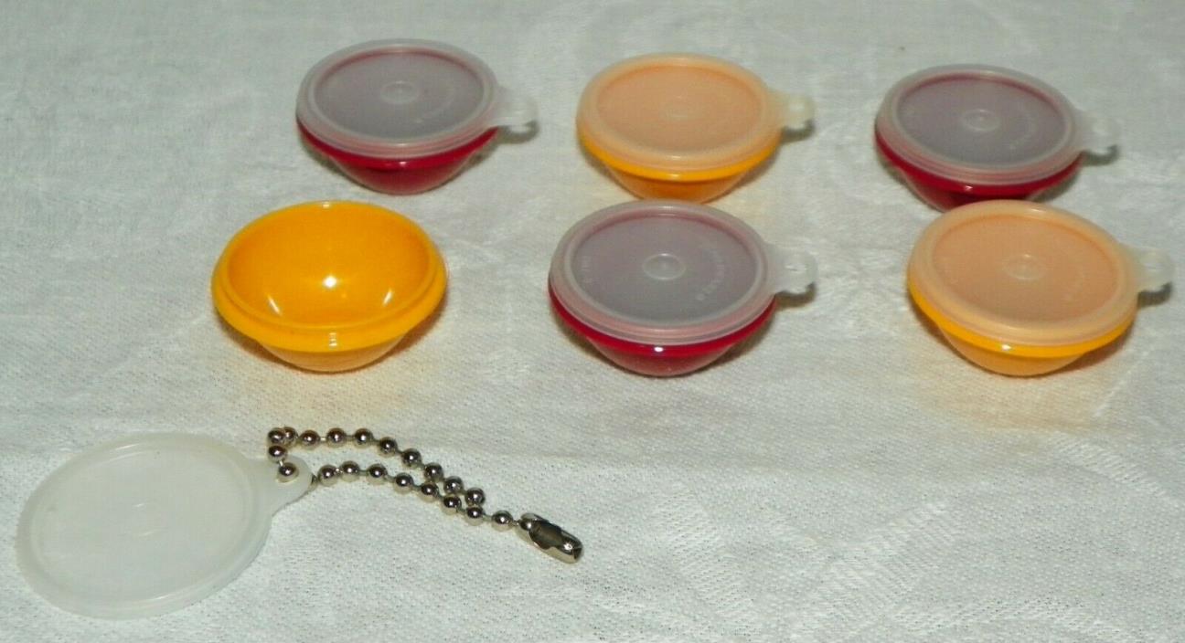 6 Miniature Tupperware Keychain Wonderlier Bowl with Clear Lids Yellow and Red