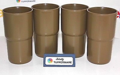 Tupperware Tumbler Cups Set of 4 Tabletop 12 oz. G Essentials Mocha Latte Brown