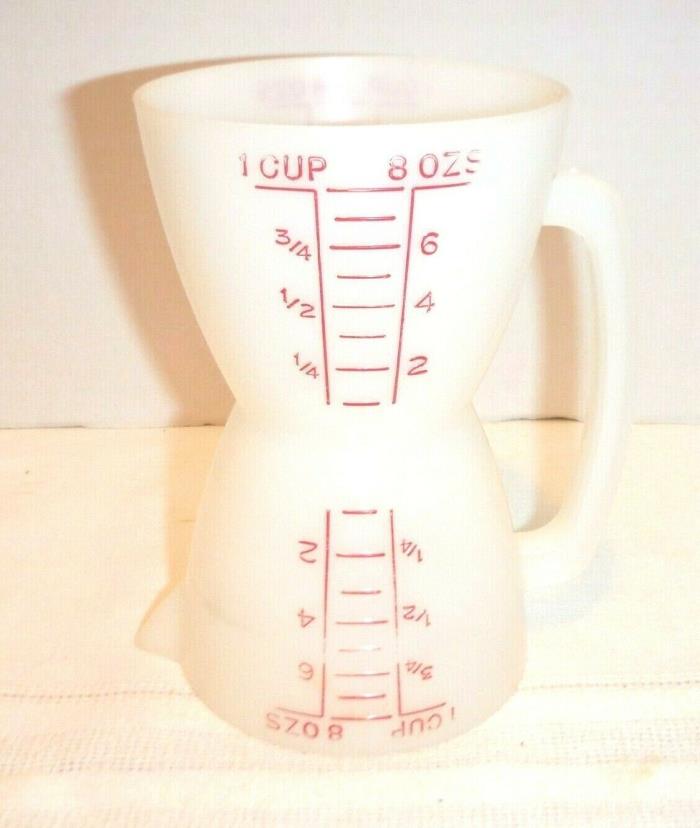 Vintage Tupperware 1 Cup Hourglass Wet Dry Double Measuring Cup 8 oz # 860