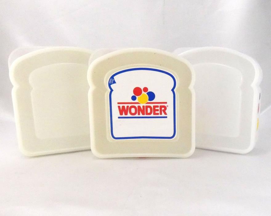 Wonder Bread Sandwich Keepers Lunch Box Containers ~ Lot of 3