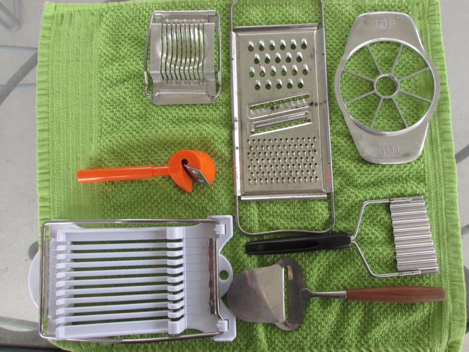 Vtg Kitchen Utensils Lot 7 All in one Grater Slicers Curls Fancy Edger Corer