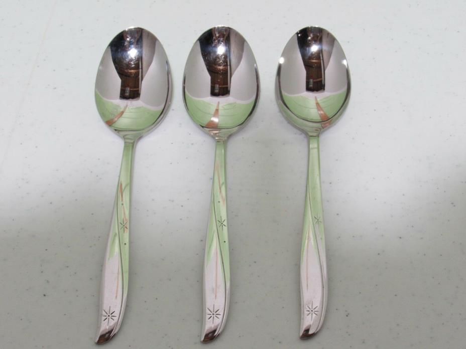 VINTAGE MCM ONEIDA TWIN STAR STAINLESS FLATWARE SILVERWARE Place Table Spoons 3