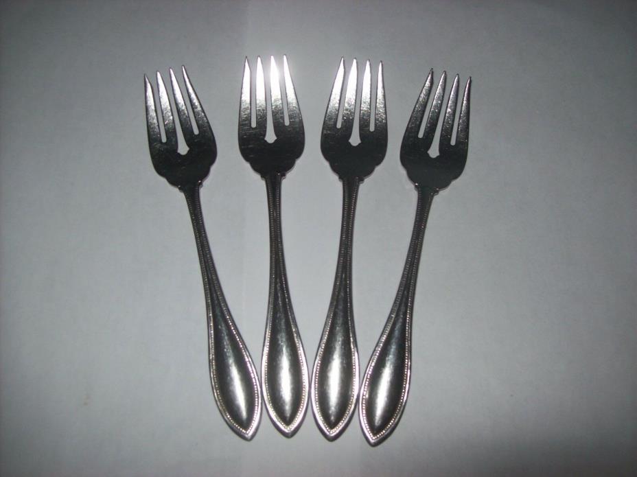 Oneida Arbor American Harmony Beaded Dots Stainless Flatware 4 Salad Forks