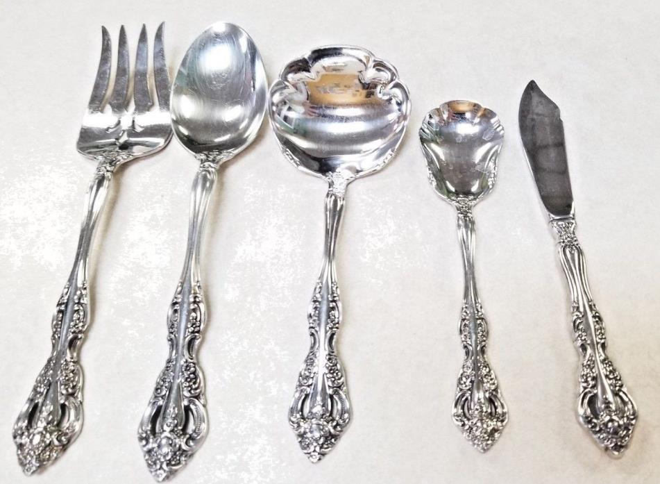 Oneida MICHELANGELO 5 Serving Pieces Knife Meat Fork Serving Spoon Ladle Relish