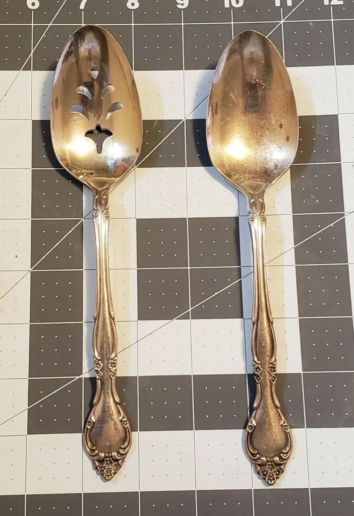 Set of 2 Community Serving Spoons Slotted Flatware Silverware Kitchen Utensil