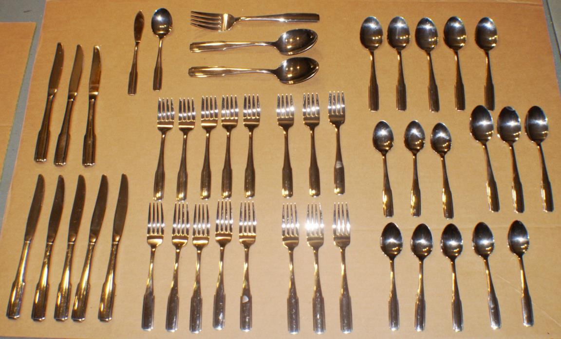 ONEIDA Freemont Stainless - service for 8 - 44 total pieces  Very Good Condition
