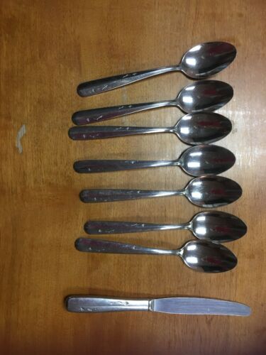 Imperial Stainless Star Time 7 oval soup spoons 1 dinner knife