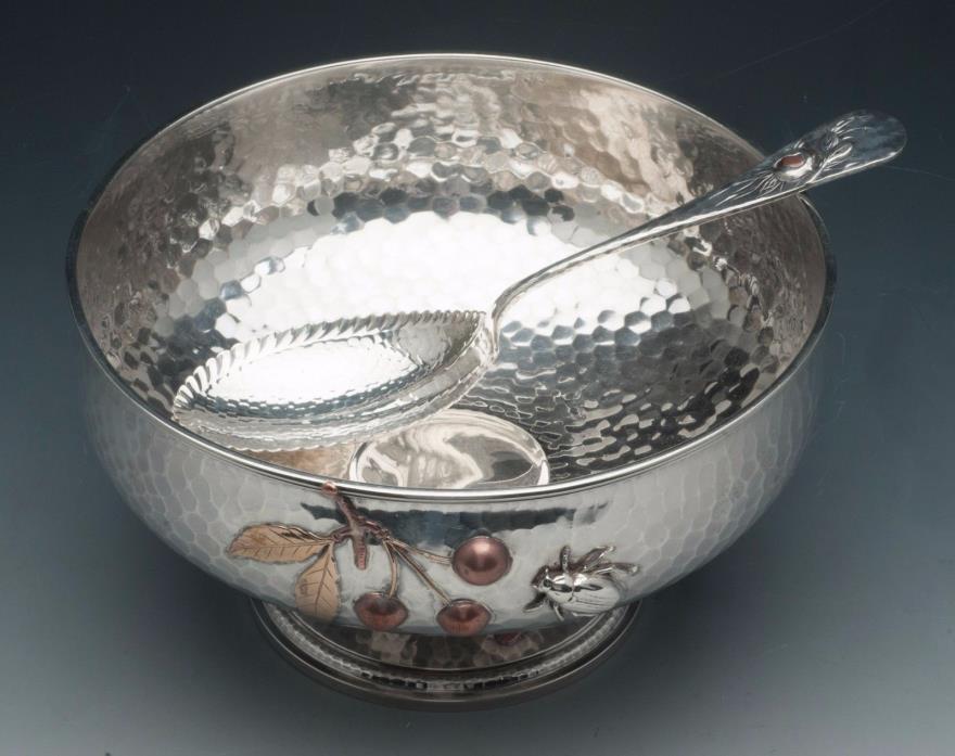 Aesthetic Movement Whiting Sterling Silver Fruit Bowl & Spoon - Mixed Metals