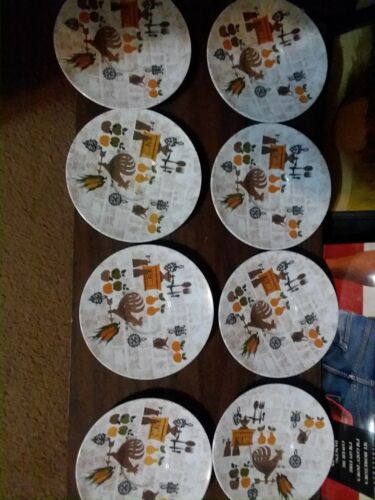 Texas Ware Rooster Melamine  saucer Plates 6